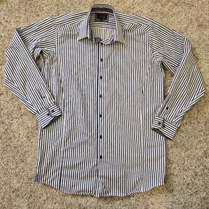 NXT Large Tall Cotton Striped Button Down Dress Shirt